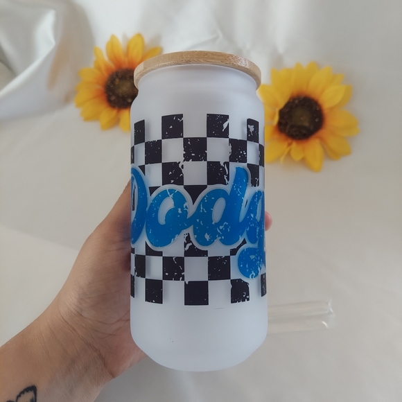 Dodgers checkered frosted glass cup - Picture 4 of 5
